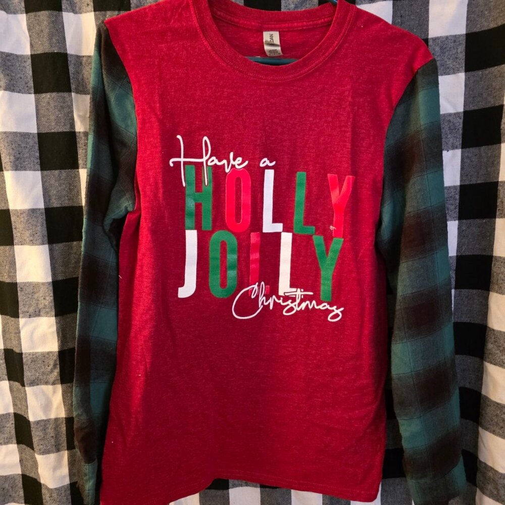 Holly Jolly Upcycled Long-sleeved Shirt
